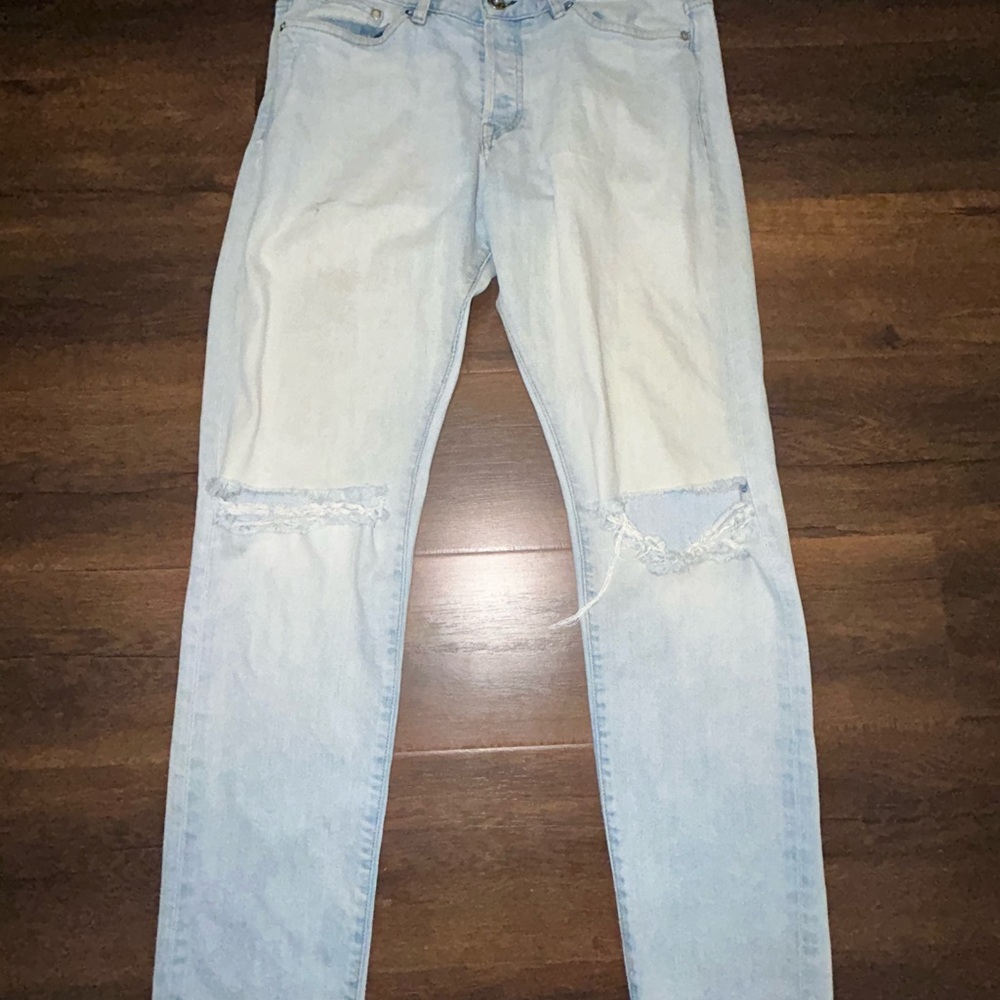 H&M Blue Slim Fit Distressed Jeans